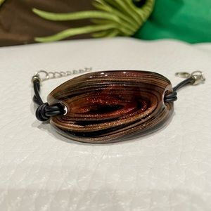 Murano Glass Bracelet Italy Shimmer gold copper color